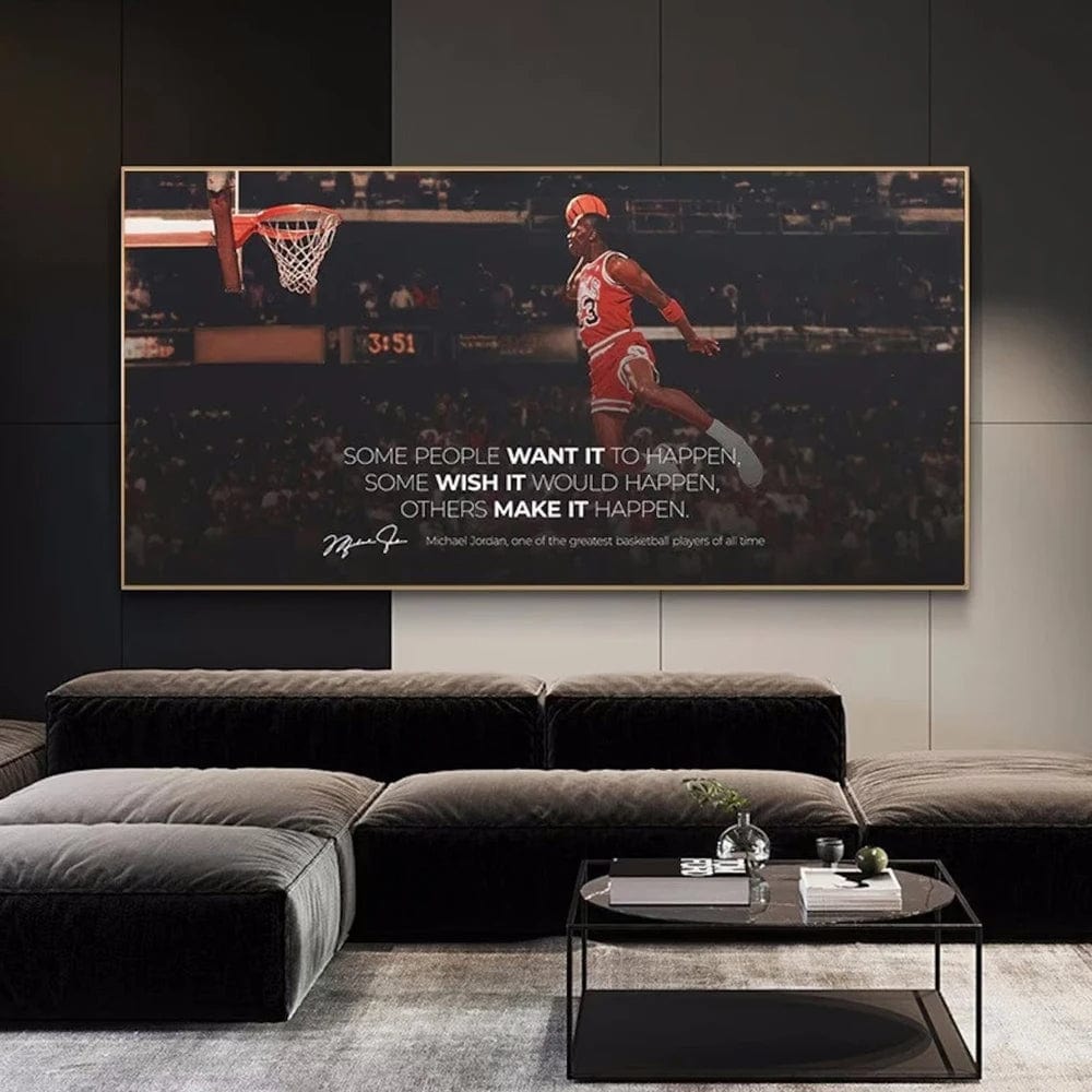 Framed Michael Jordan Wall Art with Inspirational Quote – Limited Edition XL Print for Living Room Decor 1