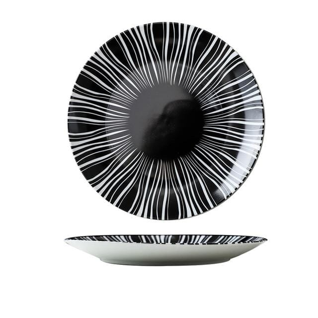 Geo Pattern Ceramic Plates – Durable Porcelain Dinnerware Set, Microwave and Dishwasher Safe 8