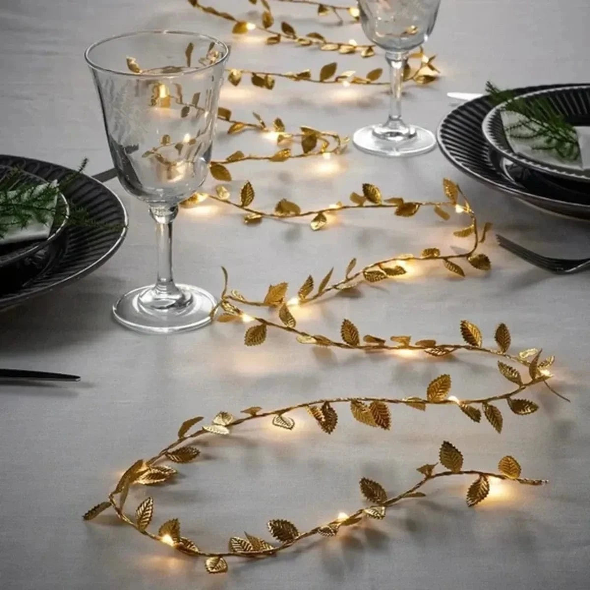 Gold Leaf LED String Lights – Battery Operated Outdoor Party Lights for Home Decor, Warm White Glow, IP65 Waterproof, Multiple Lengths 4