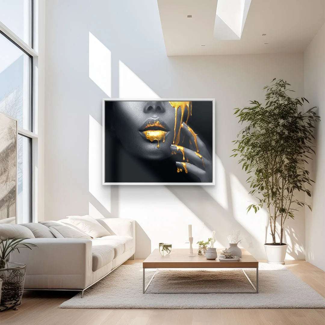 Golden Face Art Print – Modern Artwork with Impressive Detail and Vibrant Colors, Ready for Wall Mounting 3