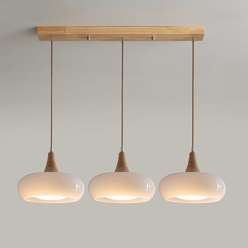 Hailie Pendant Lamp with Glass Shade and Wooden Accents – Modern Ceiling Light for Indoor Use 8