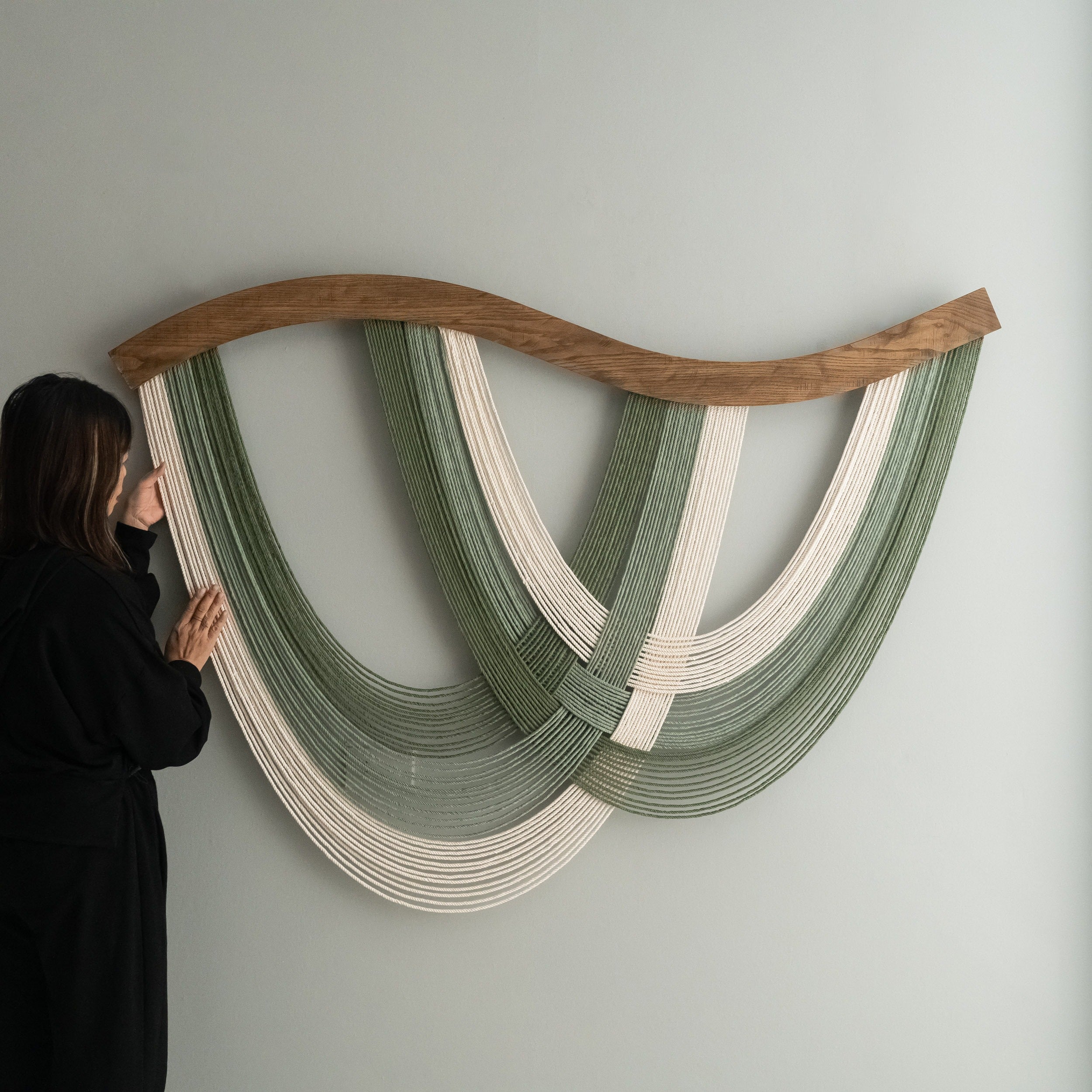 Handcrafted Cotton Macrame Wall Hanging for Boho Wall Art Decor β Large Natural Wood Accent for Living Room 5