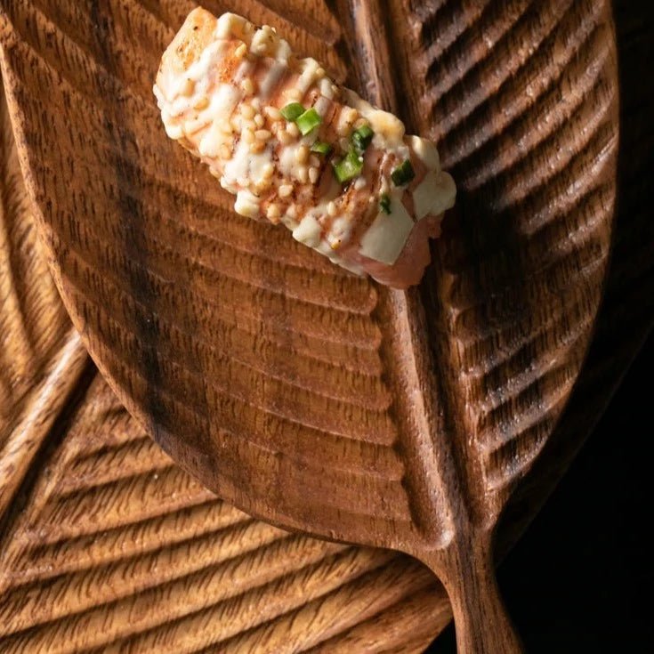 Handcrafted Wooden Serving Plate - Unique Black Walnut Leaf Platter for Elegant Dining and Decor 3