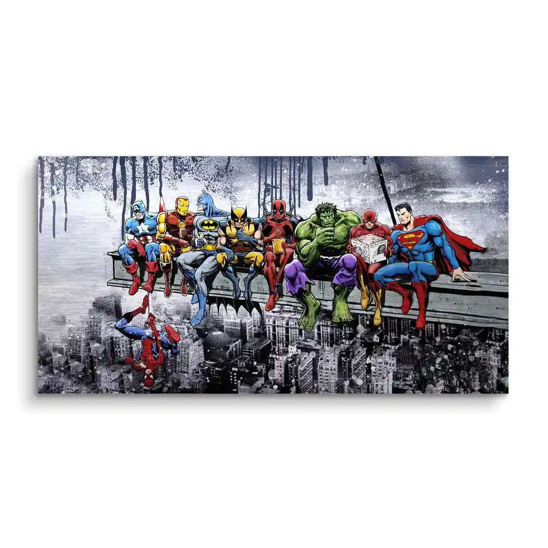 Heroes on Beam Fine Art Print – Superheroes Artwork with Exceptional Quality and Detail, Gallery Hanging Included 2