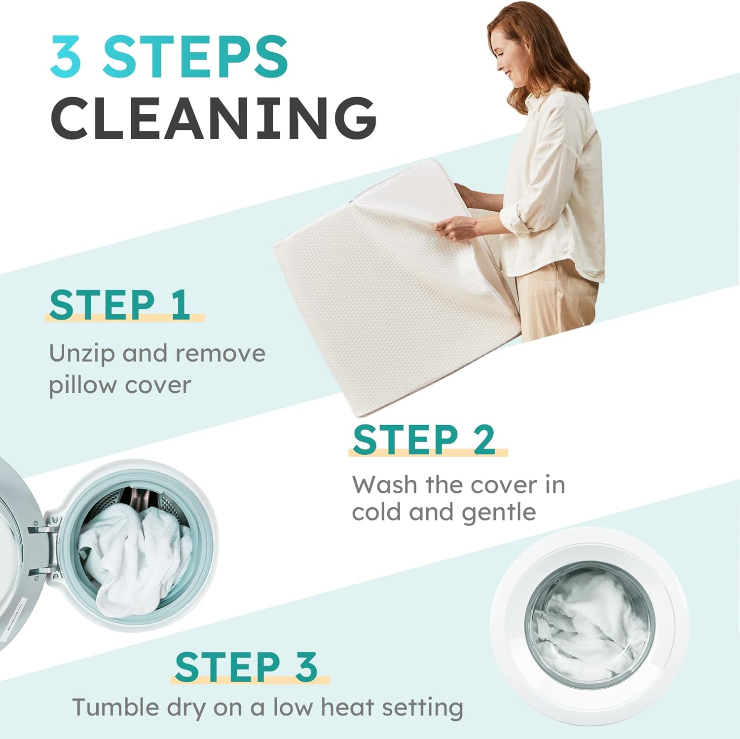 Inclined Wedge Support Pillow for Back Pain Relief – Cooling Gel Memory Foam with Removable Cover and Built-in Storage Pockets 5