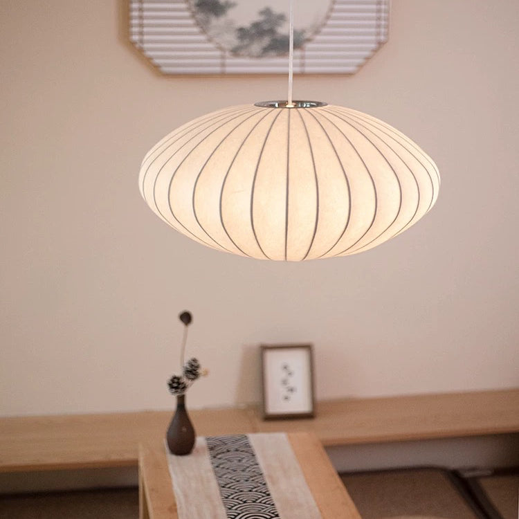 Japandi Silk Pendant Lamp – Elegant Hanging Light for Modern Kitchen and Home Decor 4