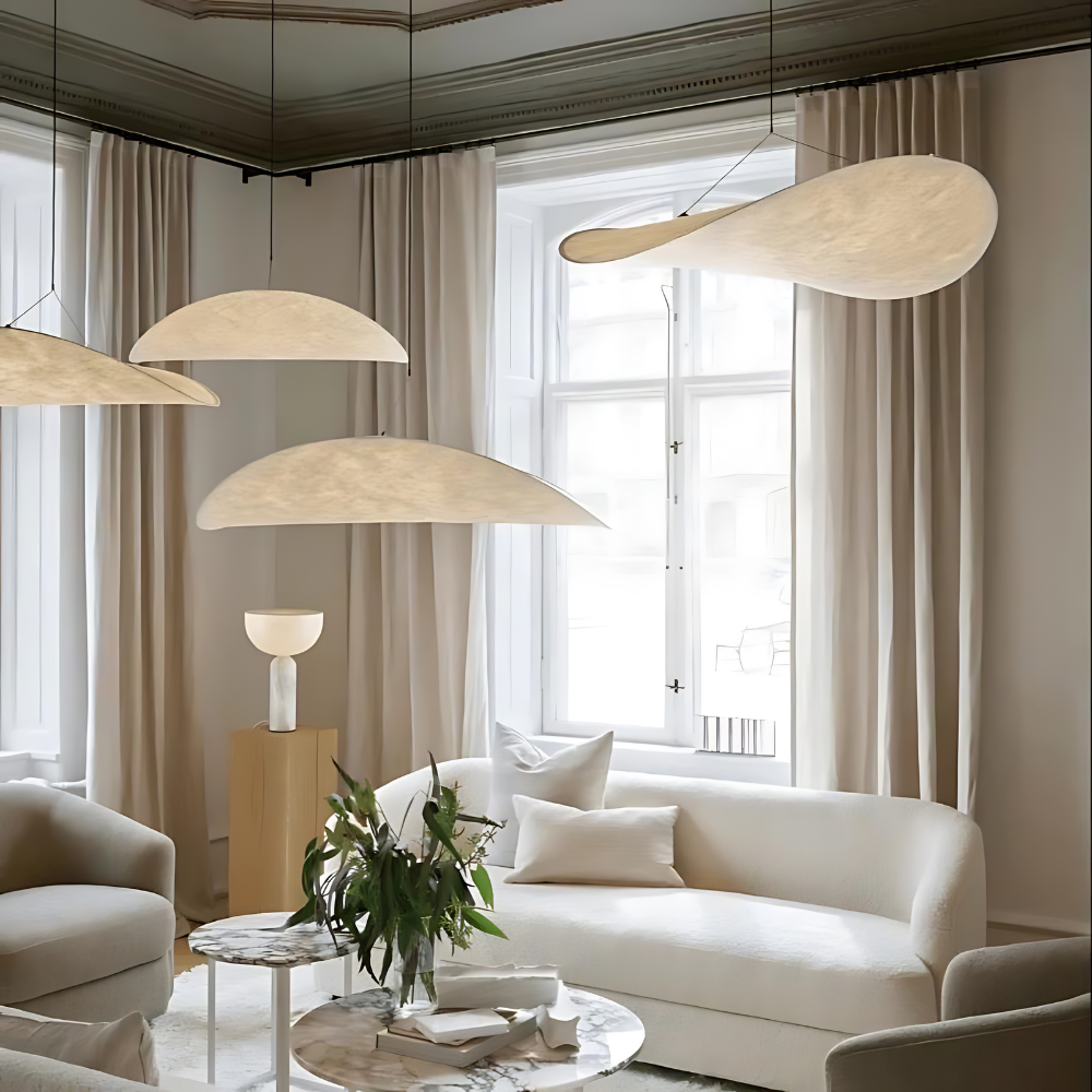 Japandi Style Chandelier Light – Handcrafted Silk Fixture for Elegant Home Decor with Adjustable Height 6