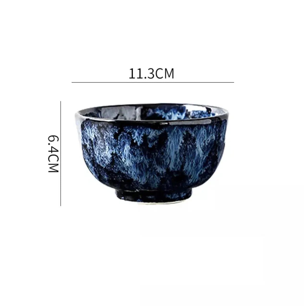 Japanese Style Blue Porcelain Dinnerware Set – Rustic Cat Design, Microwave and Dishwasher Safe Plates and Bowls Set 12