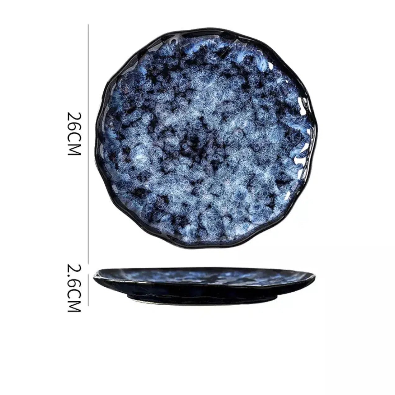 Japanese Style Blue Porcelain Dinnerware Set – Rustic Cat Design, Microwave and Dishwasher Safe Plates and Bowls Set 8