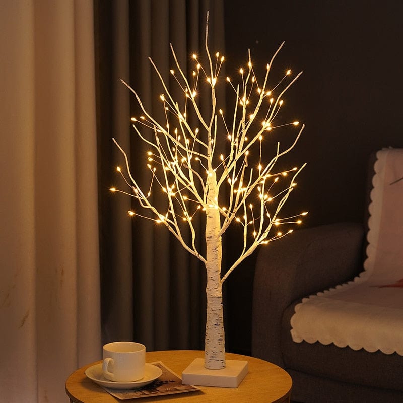 LED Birch Tree Table Lamp with Customizable Branches and Warm White Lights – Battery Operated Night Light for Bedside or Living Room 4
