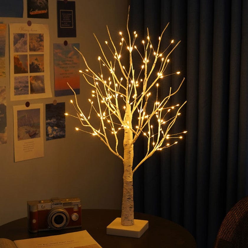 LED Birch Tree Table Lamp with Customizable Branches and Warm White Lights – Battery Operated Night Light for Bedside or Living Room 5