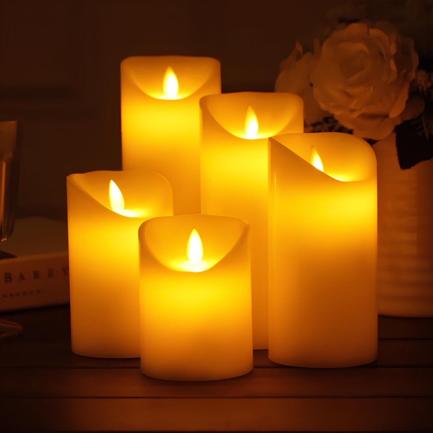 LED Pillar Candles with Flickering Flame Effect – Safe Flameless Battery Operated Candles for Home Decor and Events 5