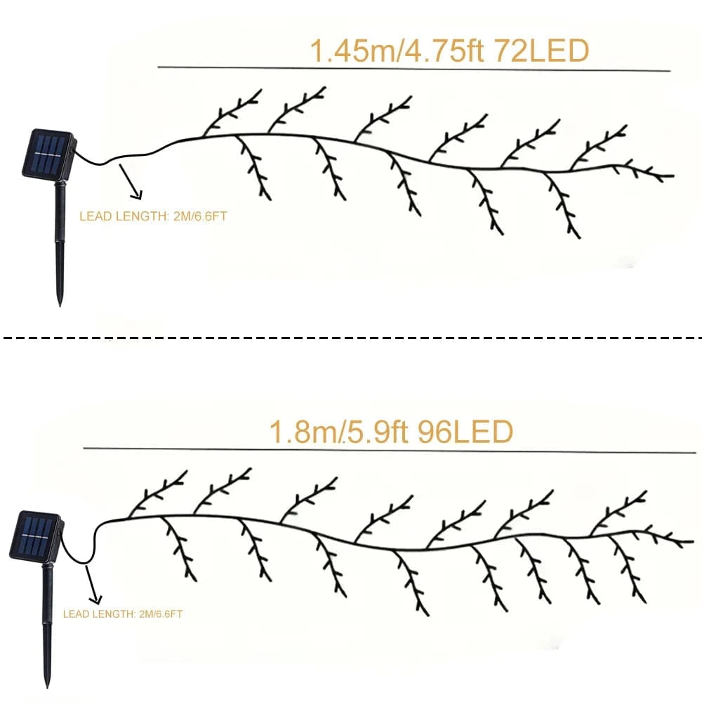 LED Tree Branch Lamp - Solar and USB Powered Decorative Light with 8 Modes for Indoor and Outdoor Use 8