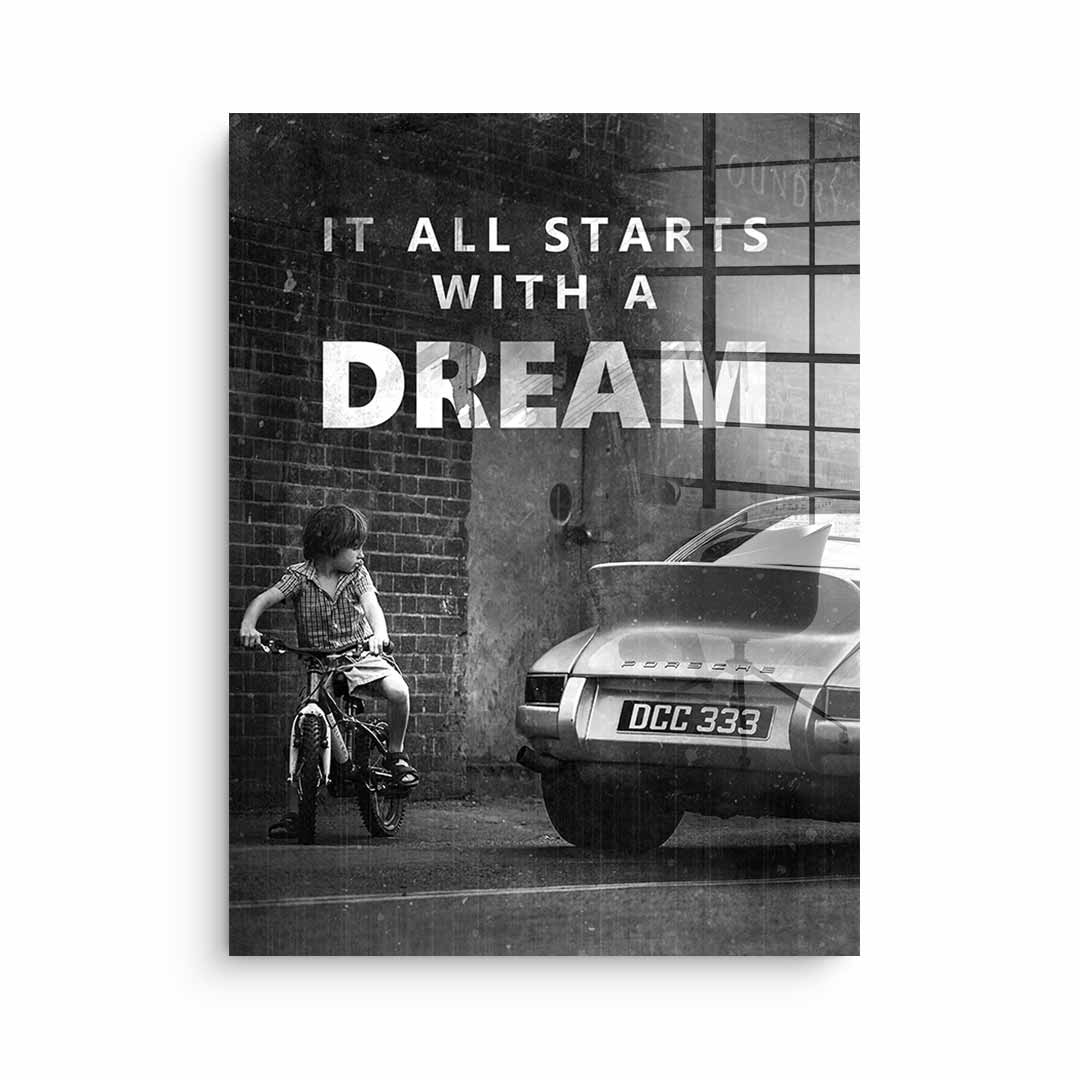 Large Framed Wall Art - 'It All Starts with a Dream' Acrylic Glass Decor, Ready to Hang, Handmade in Germany 0