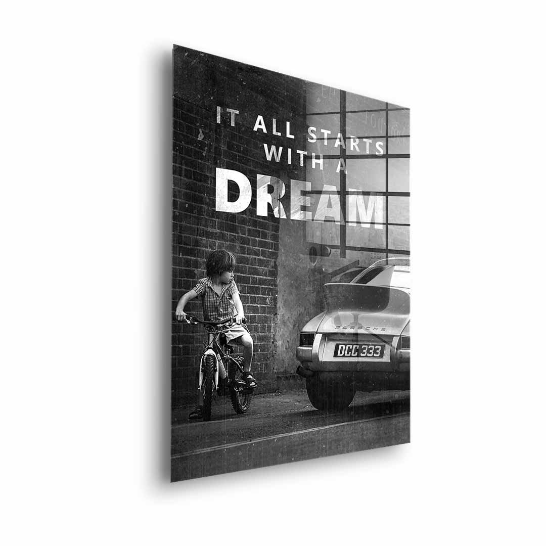 Large Framed Wall Art - 'It All Starts with a Dream' Acrylic Glass Decor, Ready to Hang, Handmade in Germany 4