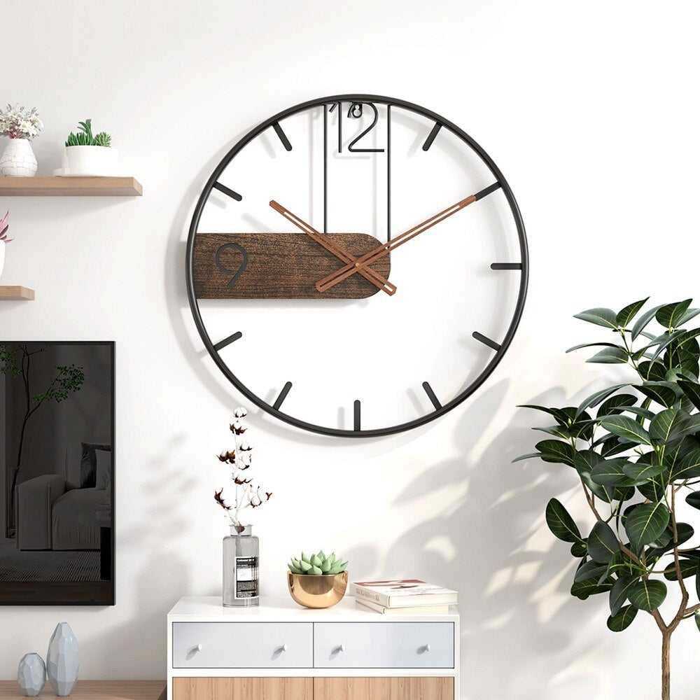 Large Modern Wall Clock, 40 cm Steel and Walnut Decor for Stylish Home Interiors 2