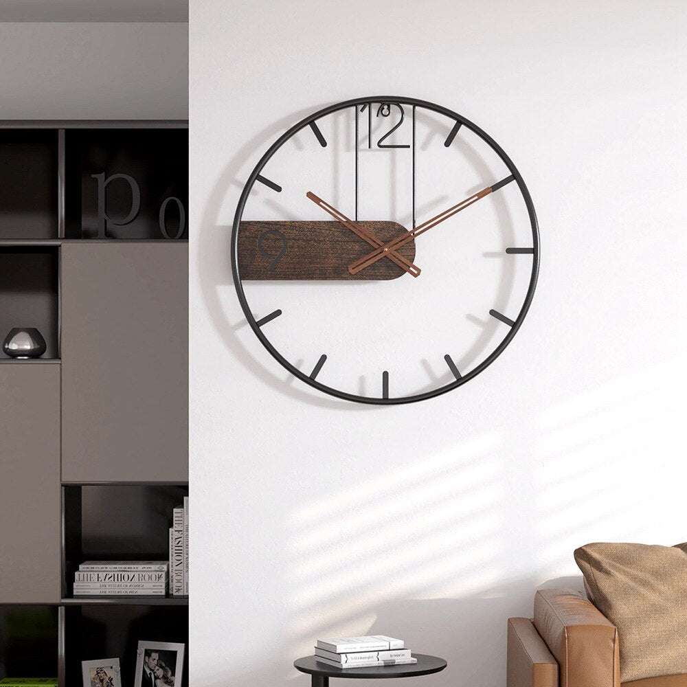 Large Modern Wall Clock, 40 cm Steel and Walnut Decor for Stylish Home Interiors 3