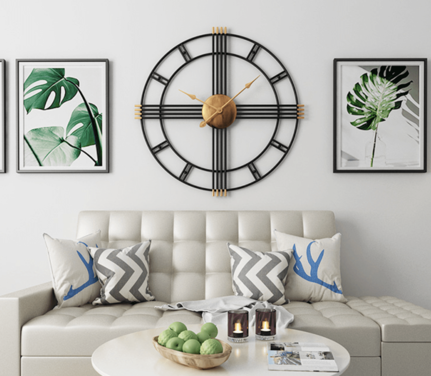 Large Modern Wall Clock with Abstract Design – Black Plastic and Iron Frame, Home Decor, 50cm and 80cm Options 0