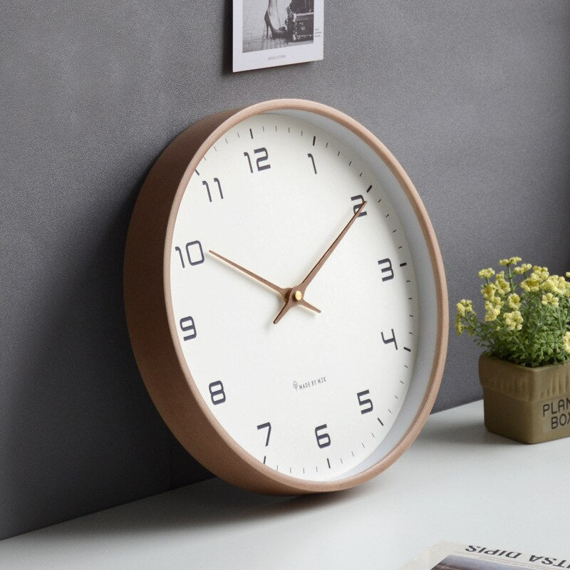 Large Wooden Wall Clock with Scandinavian Design β Silent Quartz Movement, Brown and Cream, 25x25cm or 30x30cm for Modern Wall Clock Decor 2