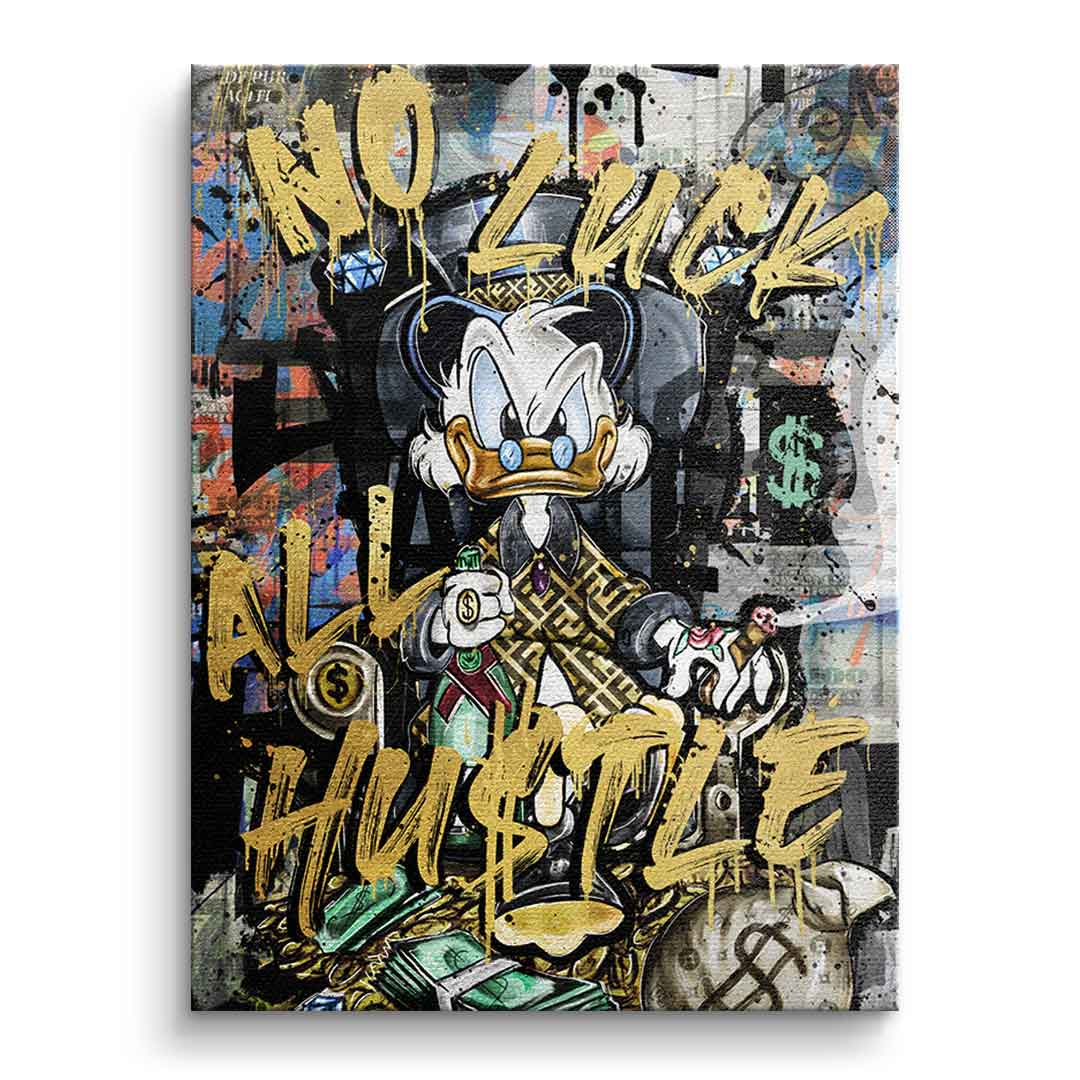 Limited Edition Canvas Wall Art - All Hustle Duck with Gold Accents, Eco-Friendly and UV-Resistant, Handmade in Germany 0