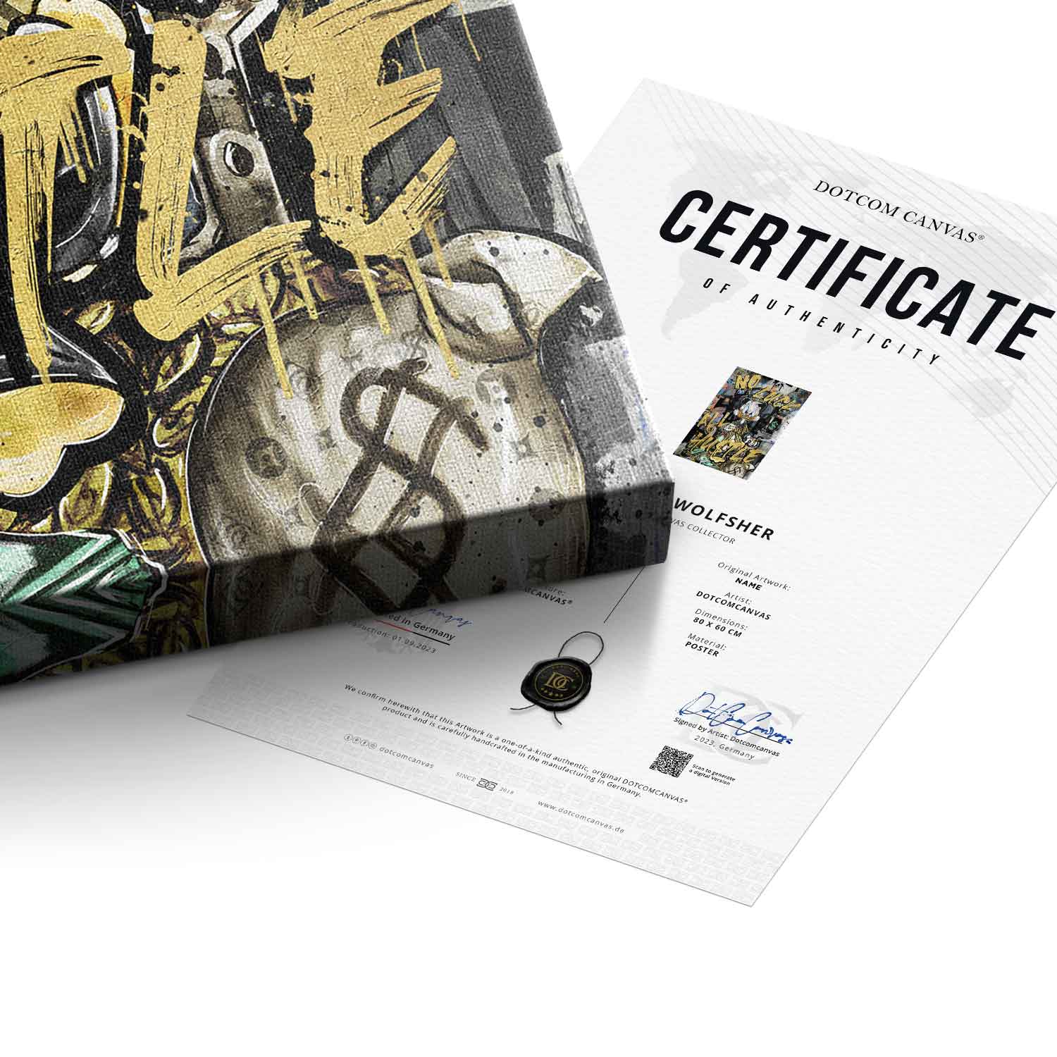 Limited Edition Canvas Wall Art - All Hustle Duck with Gold Accents, Eco-Friendly and UV-Resistant, Handmade in Germany 5