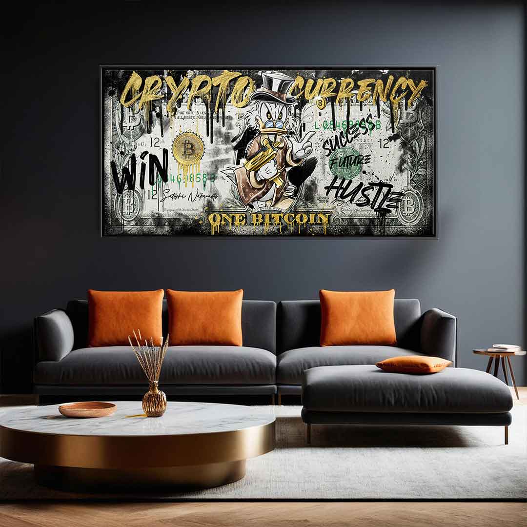 Limited Edition Crypto Duck Canvas Wall Art – High-Quality Gold and Black Prints for Modern Decor 1