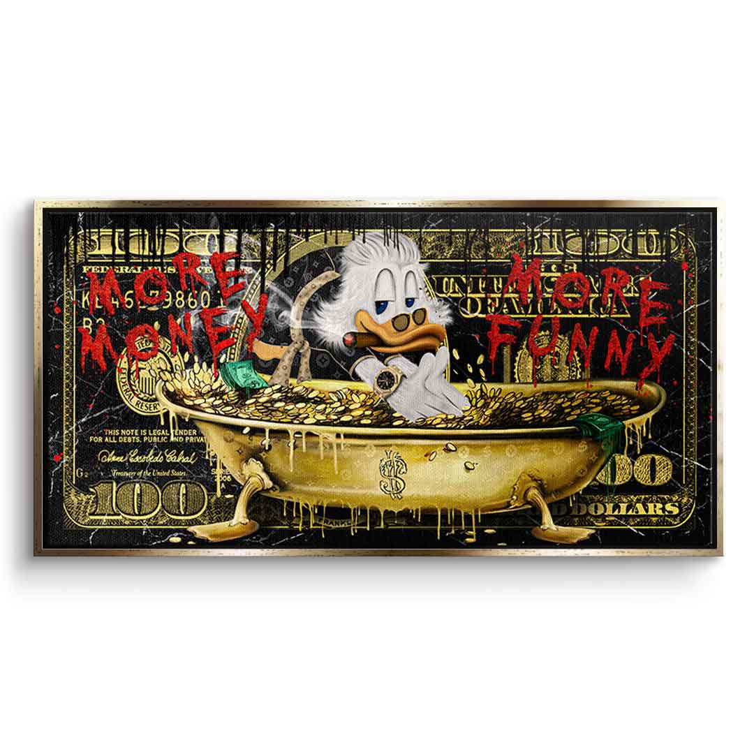 Limited Edition More Money Duck Canvas Art Print – Eco-Friendly Wall Art with Gold and Black Accents, Ready to Hang 6