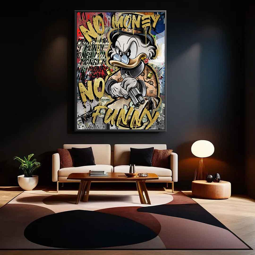 Limited Edition No Money Duck Canvas Art with Gold Accents - Ready to Hang Wall Art, Handmade in Germany 1