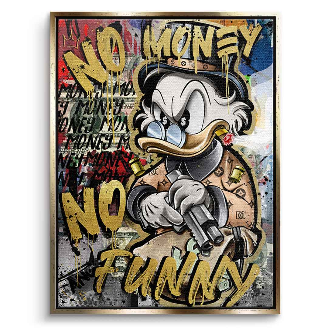 Limited Edition No Money Duck Canvas Art with Gold Accents - Ready to Hang Wall Art, Handmade in Germany 10