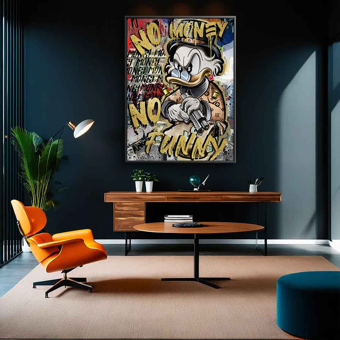 Limited Edition No Money Duck Canvas Art with Gold Accents - Ready to Hang Wall Art, Handmade in Germany 3