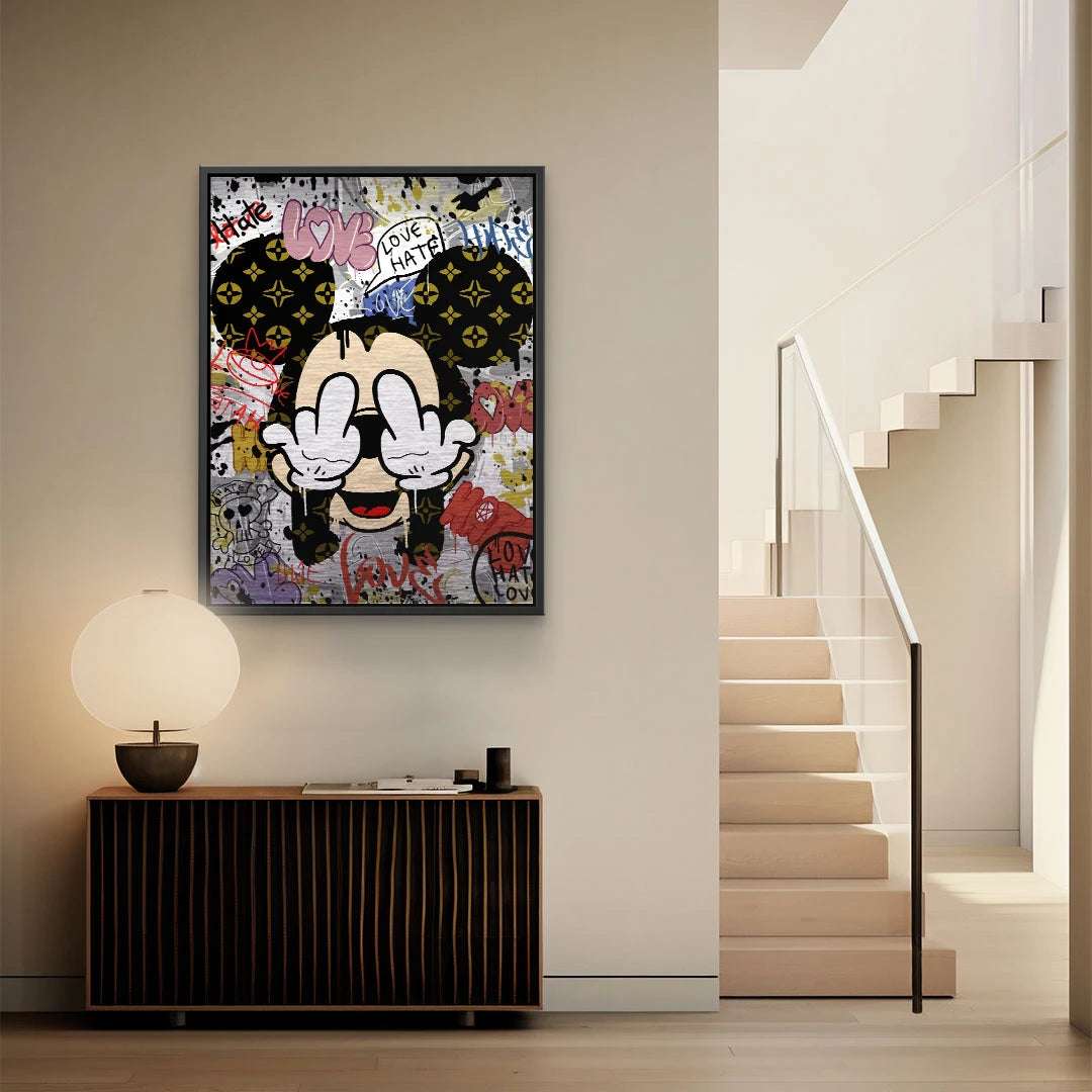 Love & Hate Fine Art Print – High-Quality Art Paper, Ready to Hang, Unique Mickey Mouse Design 4