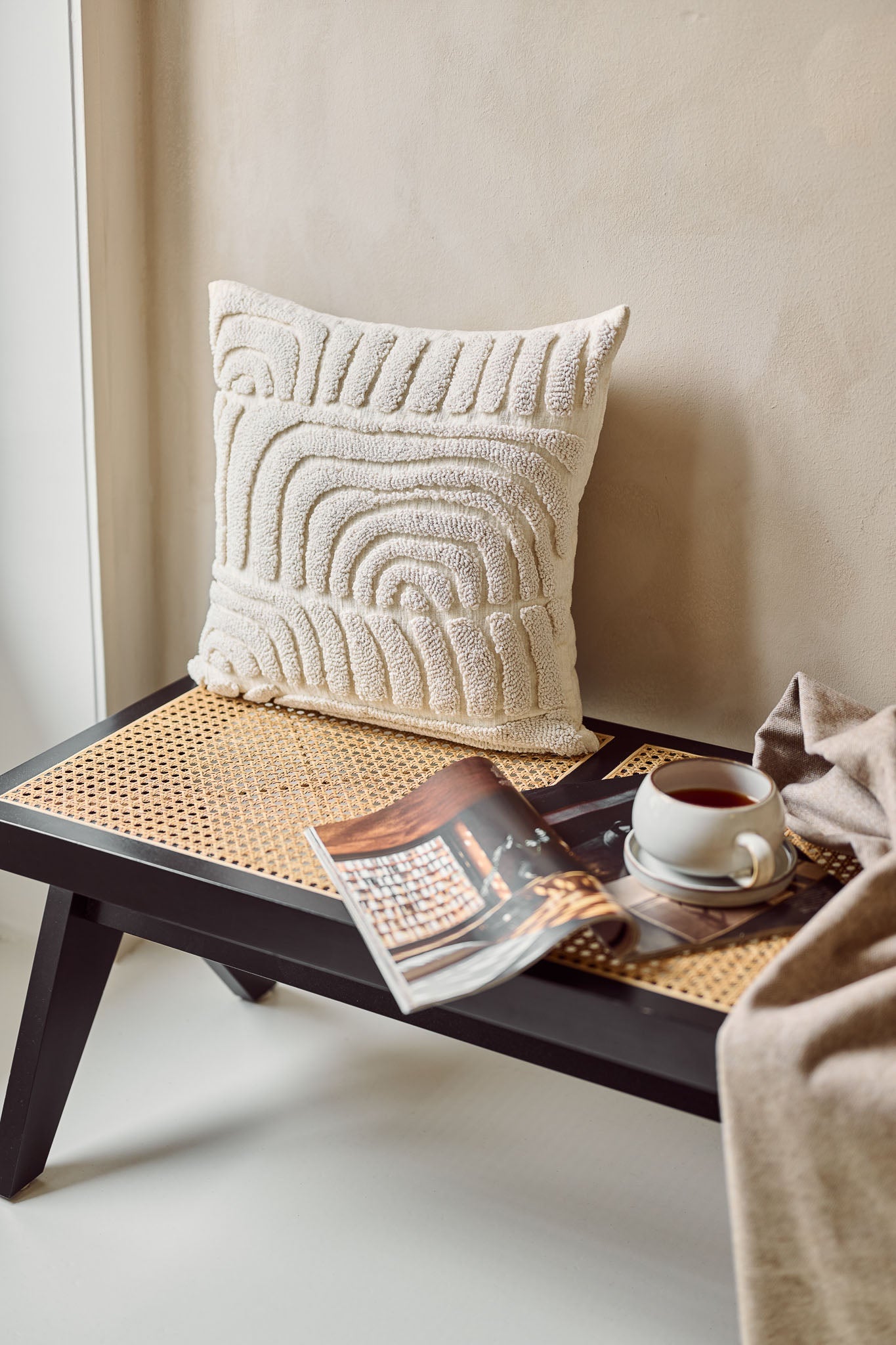 Luna Tufted Cushion Cover 45x45 cm in Soft Sand β Elegant Sofa Cushion Cover for Scatter Cushions and Home Decor 2