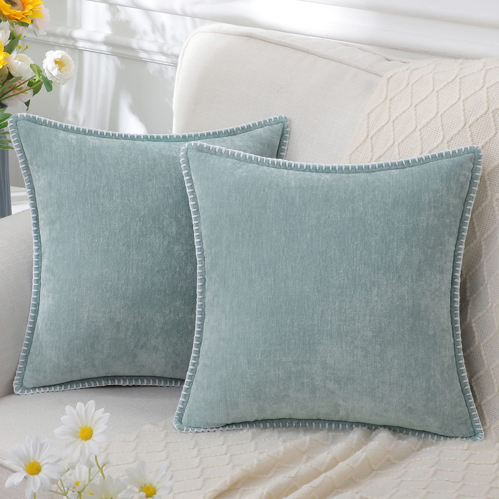 Luxury Decorative Cushion Cover in Velvety Chenille β Soft Accent Pillow for Couch and Bedroom, 40x40cm to 60x60cm 3
