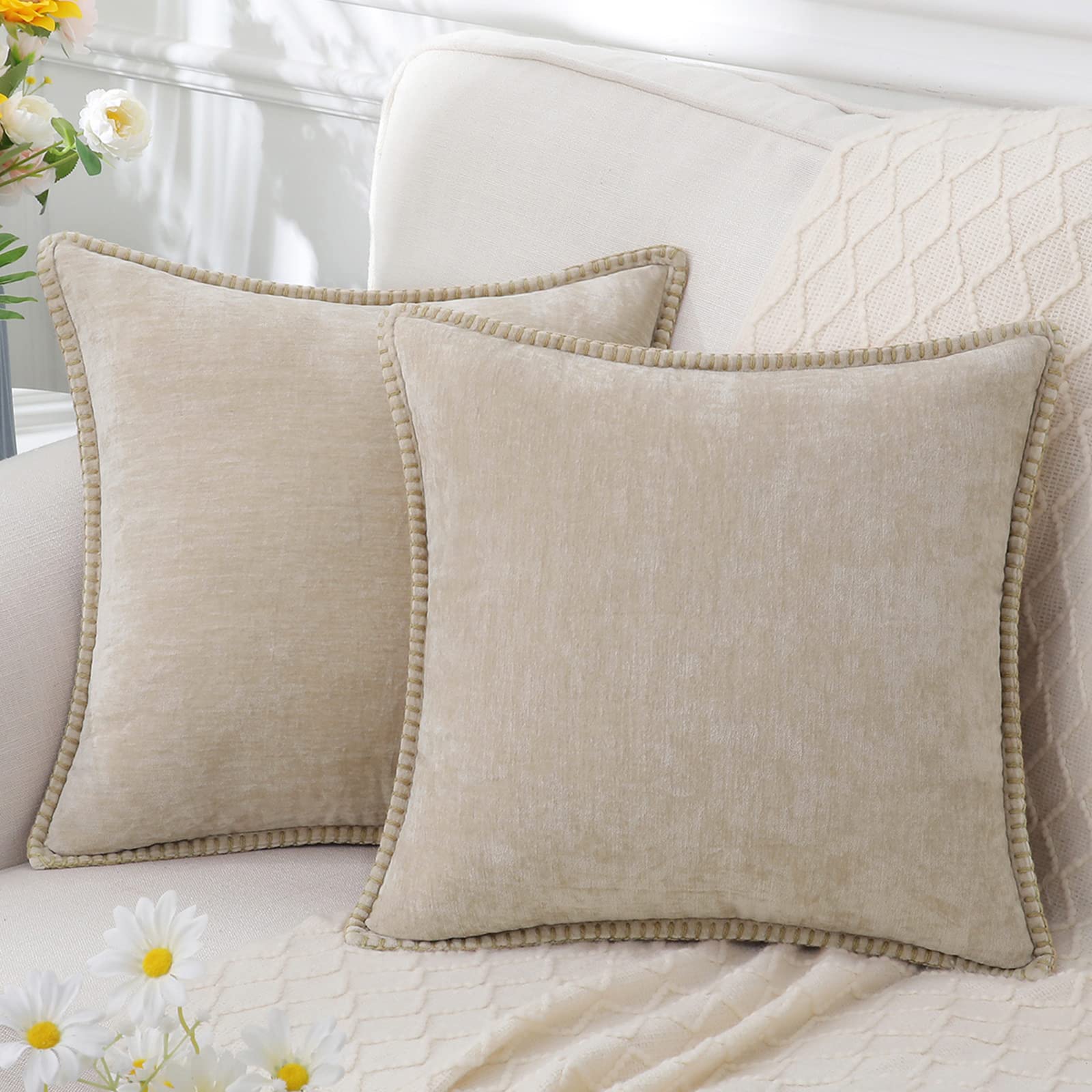 Luxury Decorative Cushion Cover in Velvety Chenille β Soft Accent Pillow for Couch and Bedroom, 40x40cm to 60x60cm 5