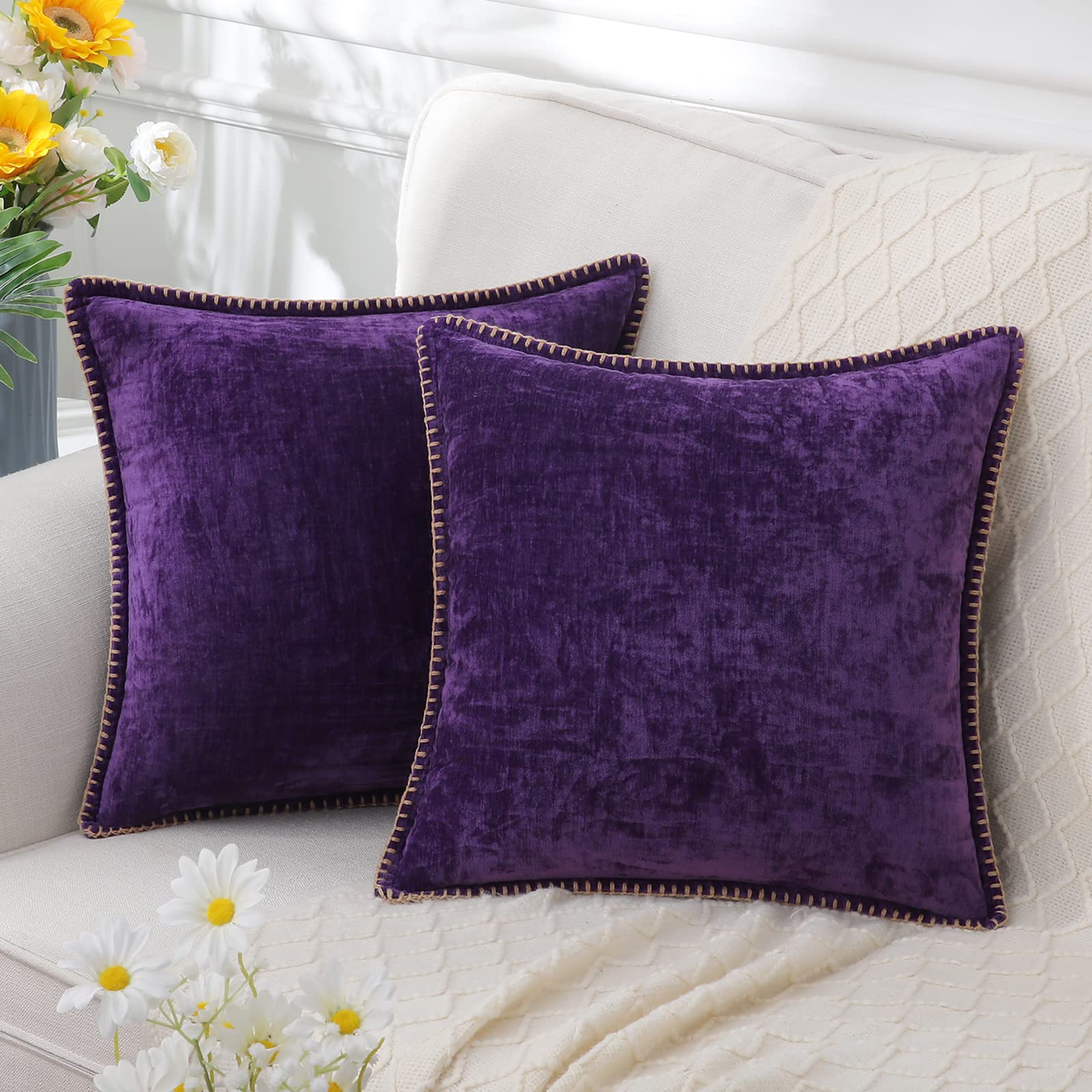 Luxury Decorative Cushion Cover in Velvety Chenille β Soft Accent Pillow for Couch and Bedroom, 40x40cm to 60x60cm 6