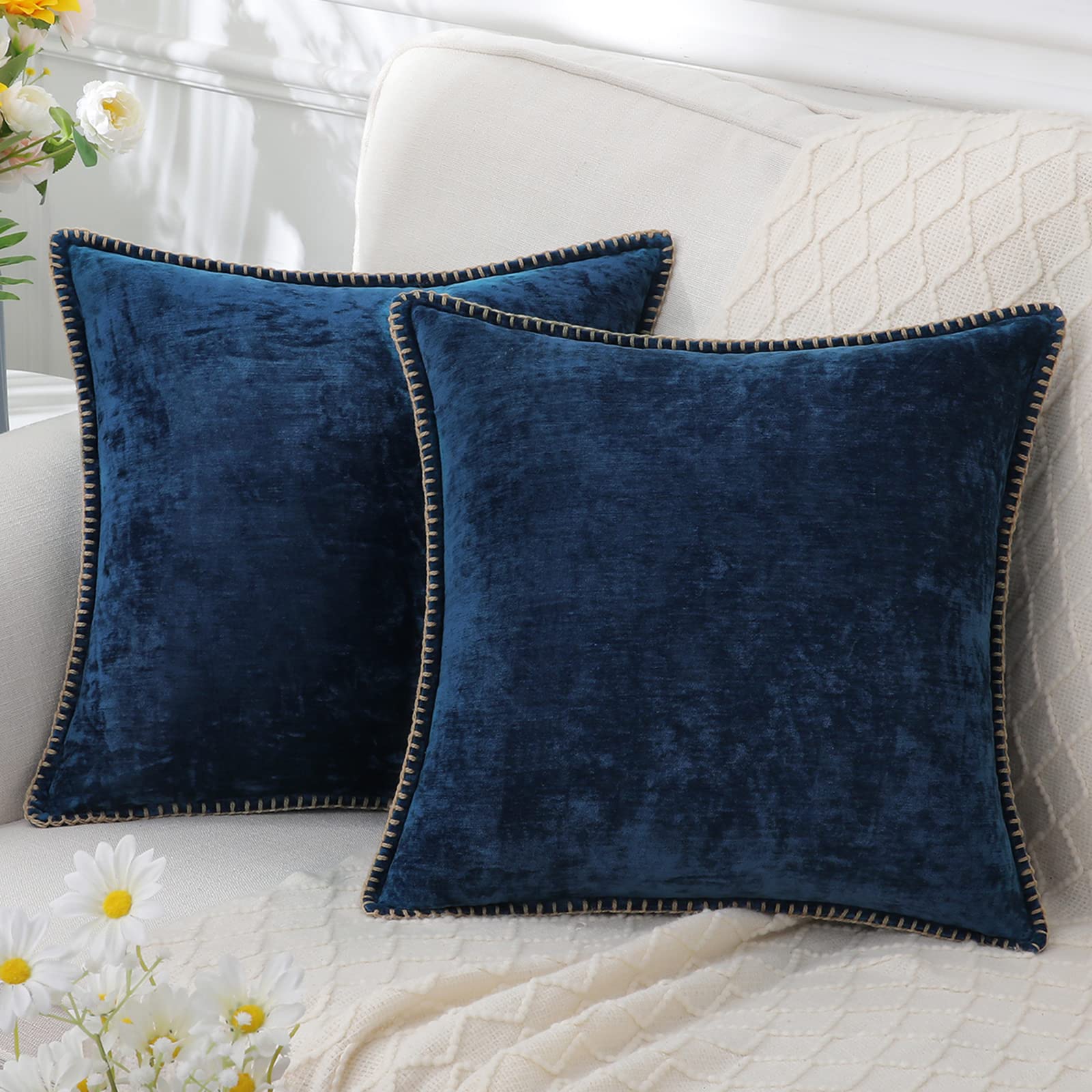 Luxury Decorative Cushion Cover in Velvety Chenille β Soft Accent Pillow for Couch and Bedroom, 40x40cm to 60x60cm 7