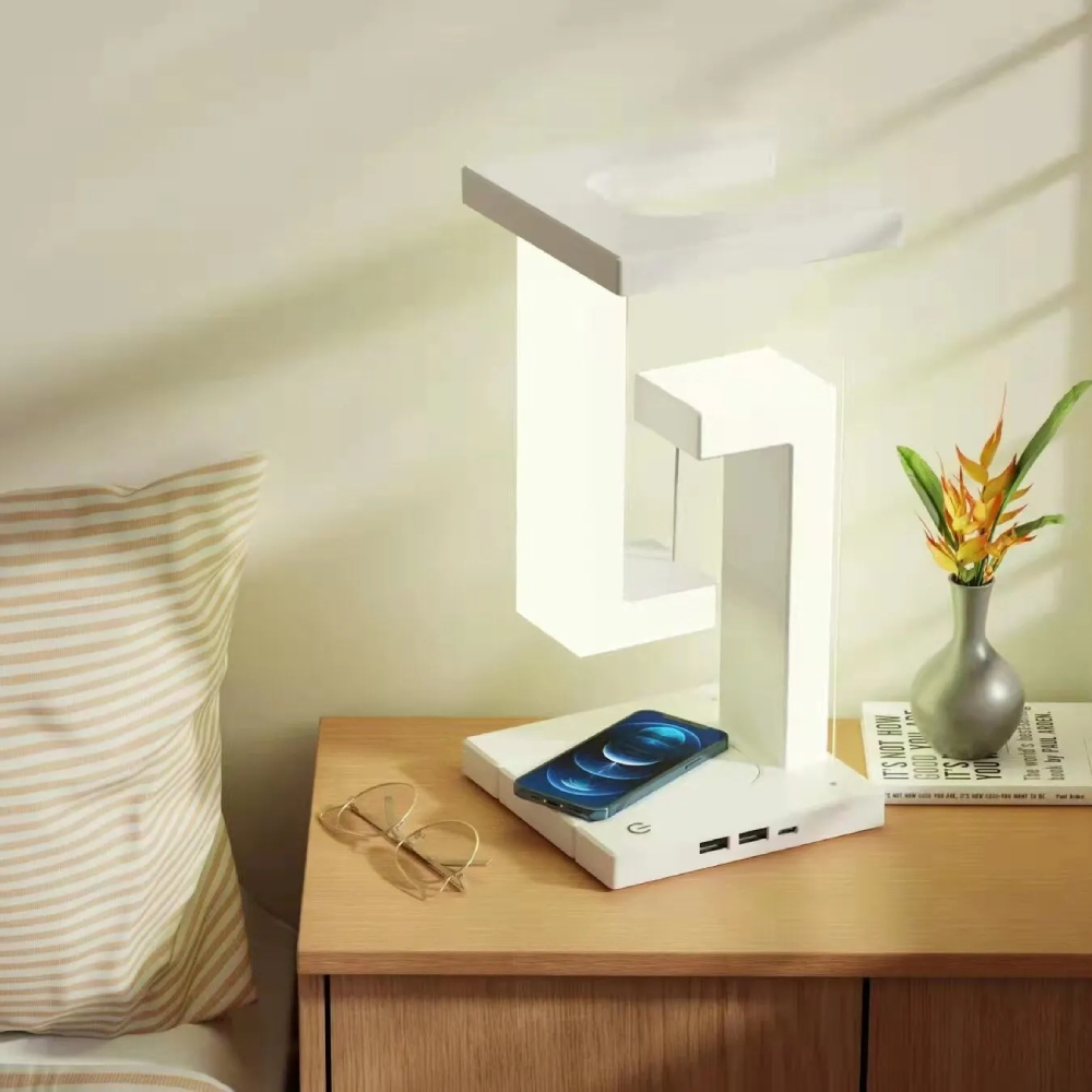 Magnetic Levitating Table Lamp with Wireless Charging – Intelligent LED Light, Modern Design, Durable ABS Plastic 0