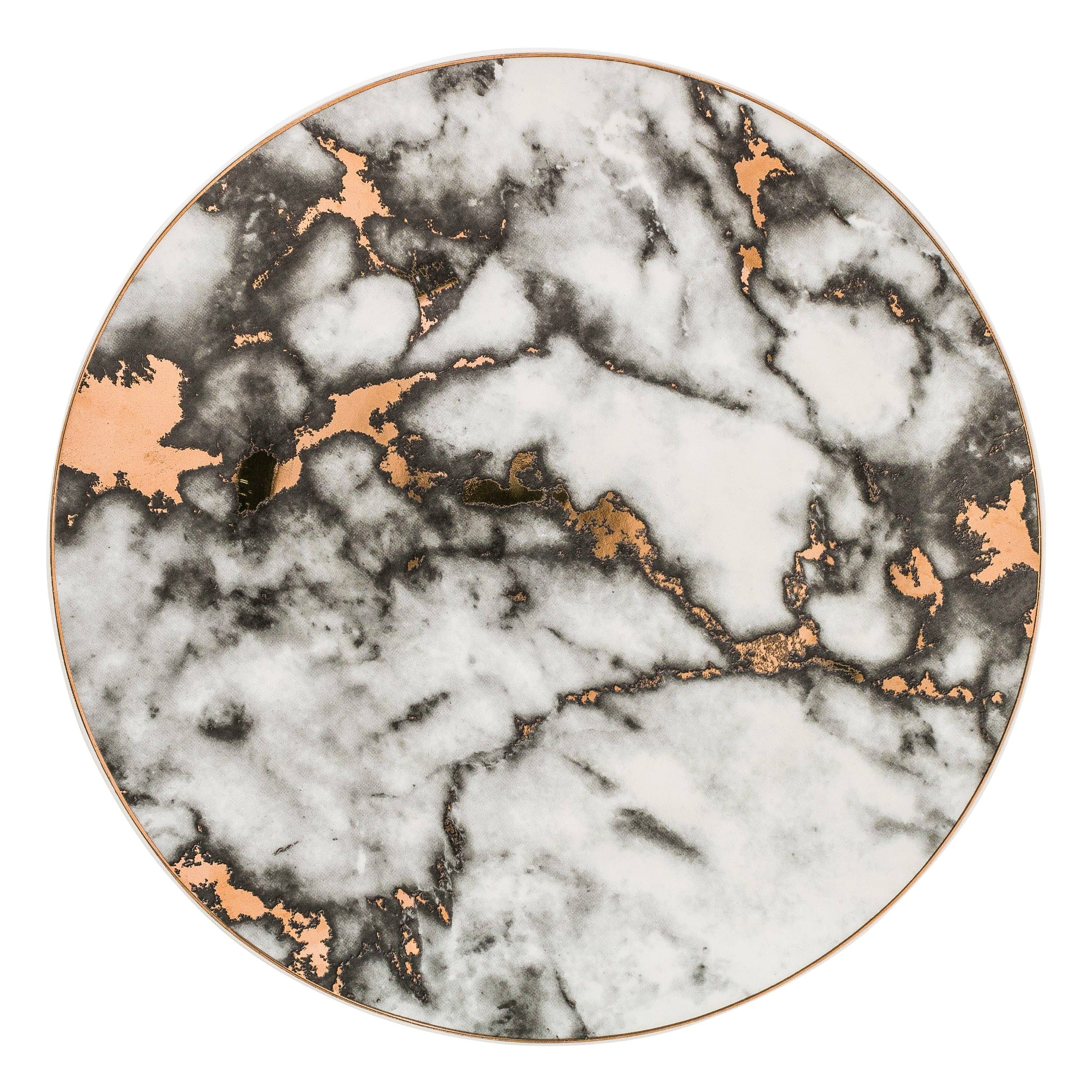 Marbled Fine Porcelain Dinner Plate Set with Gilded Corners – Elegant Kitchenware Collection 4