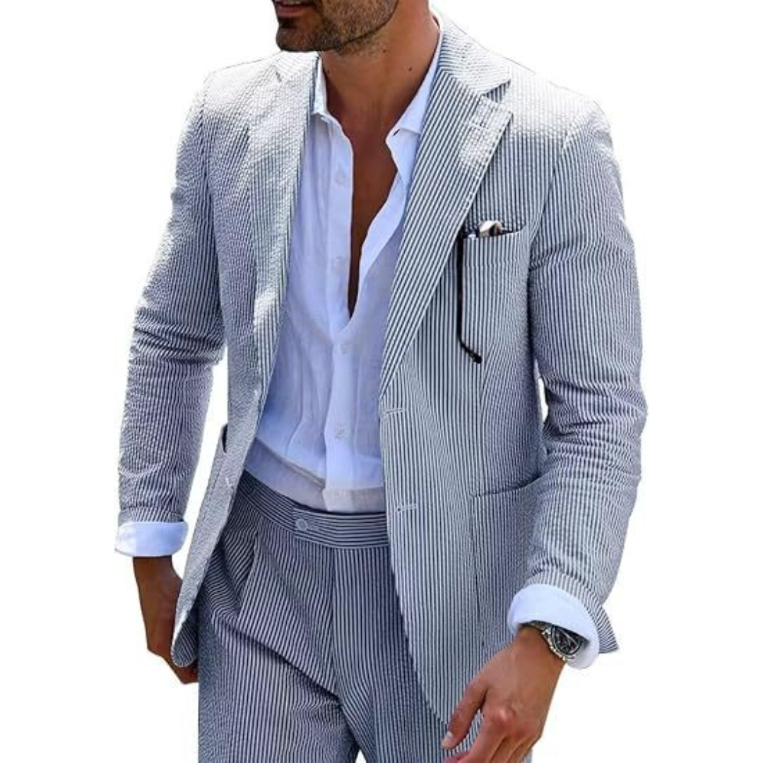 Men’s Modern Striped Wedding Guest Suit