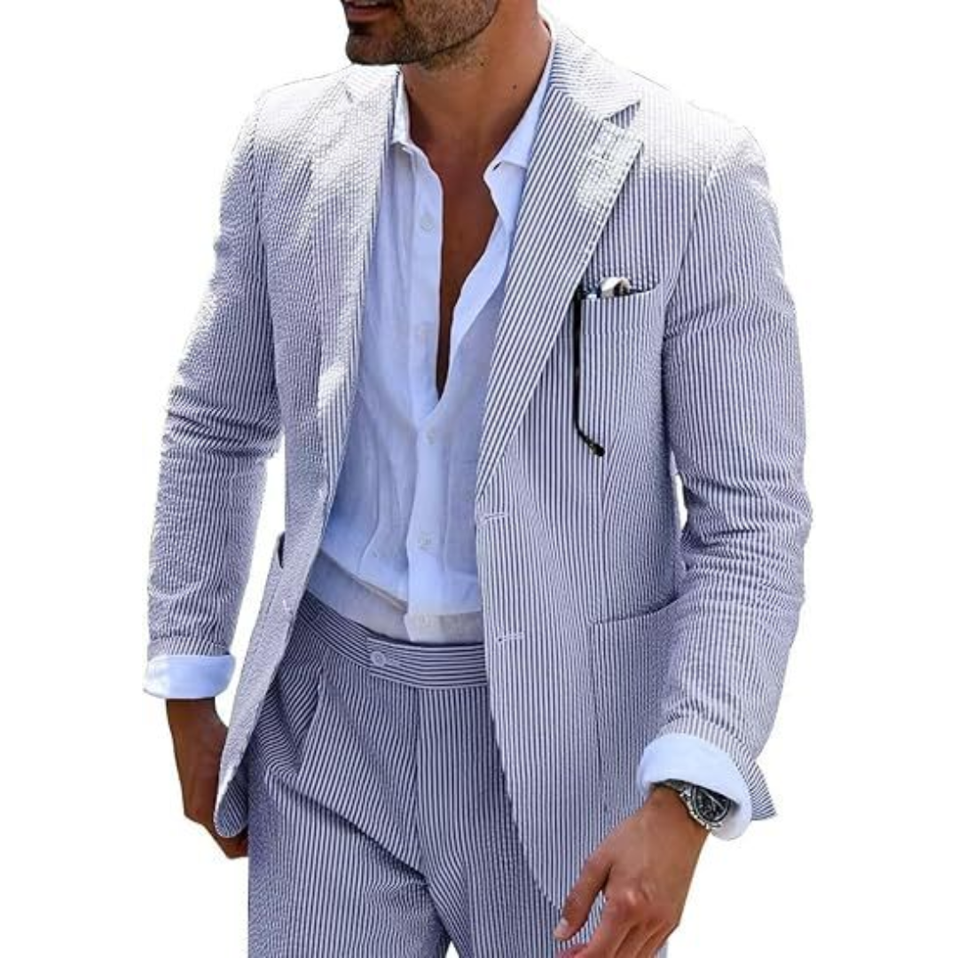 Men’s Modern Striped Wedding Guest Suit
