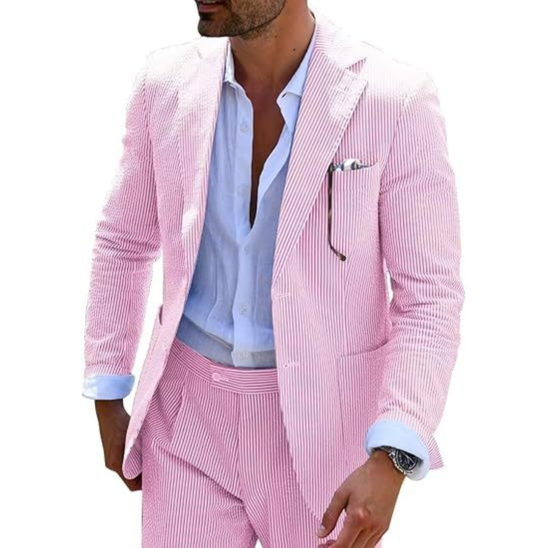 Men’s Modern Striped Wedding Guest Suit