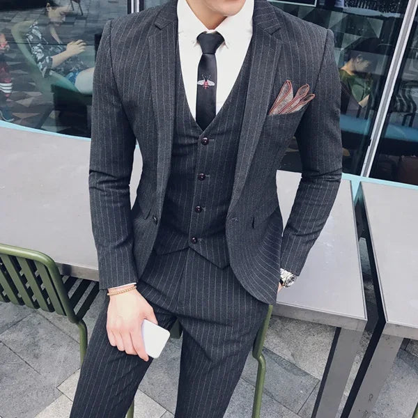 Men's Modern Three-Piece Double-Breasted Wedding Guest Suit