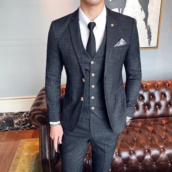 Men's Modern Three-Piece Double-Breasted Wedding Guest Suit
