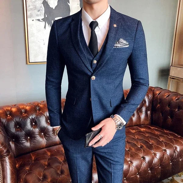 Men's Modern Three-Piece Double-Breasted Wedding Guest Suit