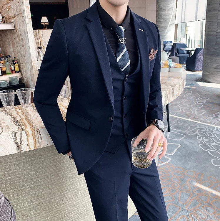 Men's Modern Three-Piece Double-Breasted Wedding Guest Suit