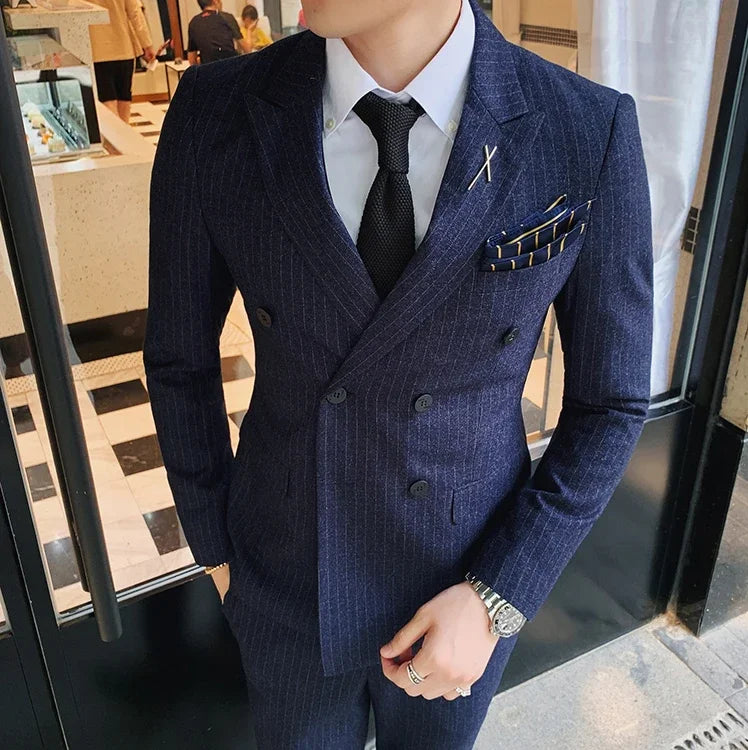 Men's Modern Three-Piece Double-Breasted Wedding Guest Suit