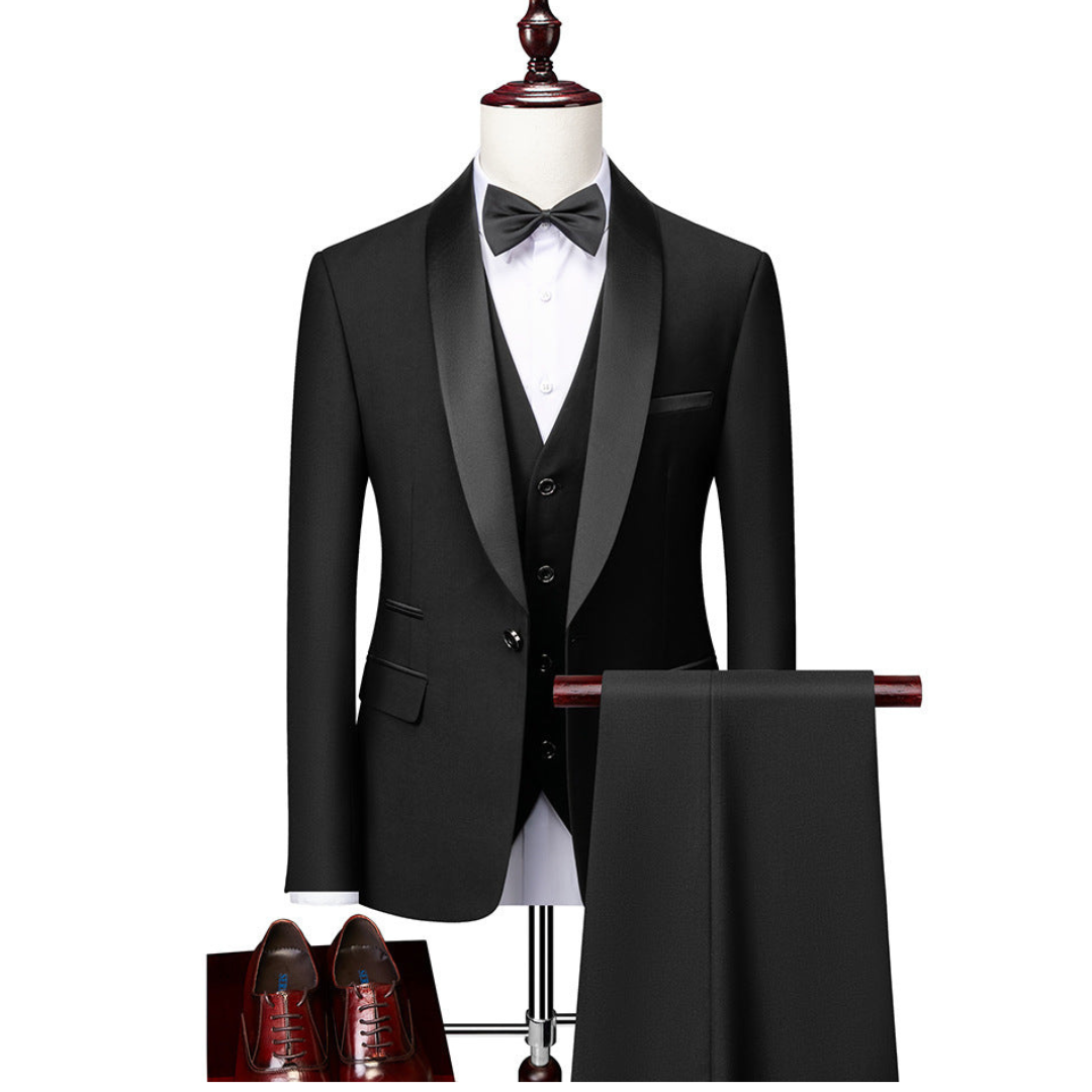 Men's Three-Piece Wedding Guest Suit Jacket Vest Trousers Formal Outfit