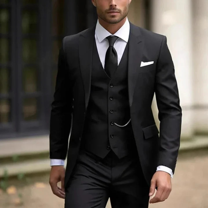 Men's Three-Piece Wedding Guest Suit for Classic Formal Style