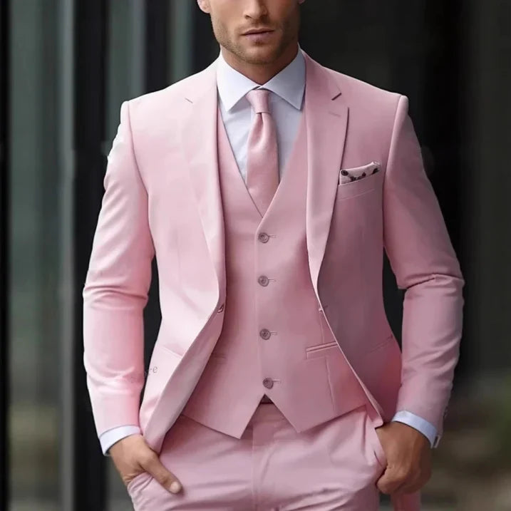Men's Three-Piece Wedding Guest Suit for Classic Formal Style