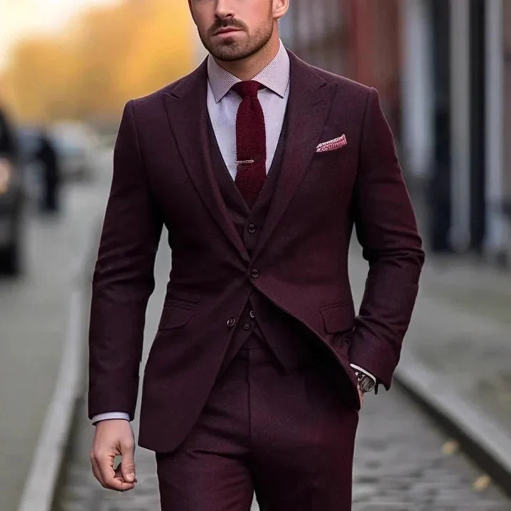 Men's Three-Piece Wedding Guest Suit for Classic Formal Style